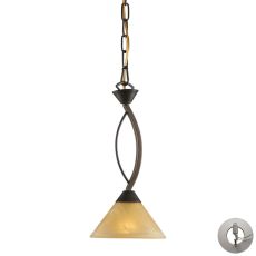 Elysburg 1 Light Pendant In Aged Bronze And Tea Stained Glass - Includes Recessed Lighting Kit