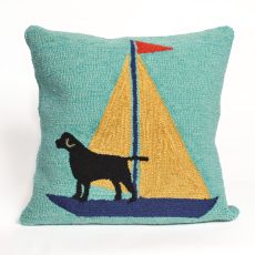 Liora Manne Frontporch Sailing Dog Indoor/Outdoor Pillow, 18" Square