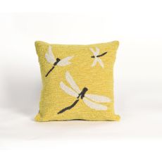 Liora Manne Frontporch Dragonfly Indoor/Outdoor Pillow - Yellow, 18" Square