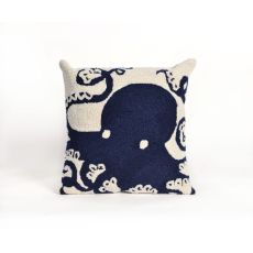 Liora Manne Frontporch Octopus Indoor/Outdoor Pillow - Navy, 18" Square
