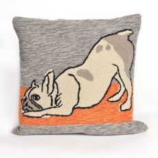 Liora Manne Frontporch Yoga Dogs Indoor/Outdoor Pillow - Grey, 18" Square