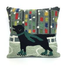Liora Manne Frontporch Holiday Ice Dog Indoor/Outdoor Pillow - Green, 18" Square