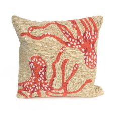 Liora Manne Frontporch Octopus Indoor/Outdoor Pillow Orange 18" Square