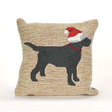 Liora Manne Frontporch Christmas Dog Indoor/Outdoor Pillow - Natural, 18" Square