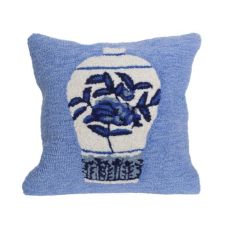 Liora Manne Frontporch Ginger Jars Indoor/Outdoor Pillow Blue 18" Square