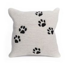 Liora Manne Frontporch Paw Prints Indoor/Outdoor Pillow Neutral 18" Square