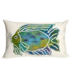 Liora Manne Visions Ii Batik Fish Indoor/Outdoor Pillow Aqua 12"X20"