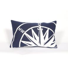 Liora Manne Visions Ii Compass Indoor/Outdoor Pillow - Navy, 12" By 20"
