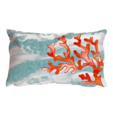 Liora Manne Visions Iii Coral Wave Indoor/Outdoor Pillow Aqua 12"X20"