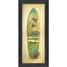 Palm Surfboard Framed Art