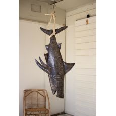 Hanging Rustic Metal Shark With Rope