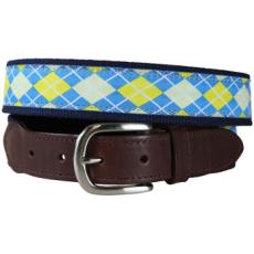 Argyle (Blue & Yellow) Leather Tab Belt