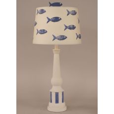 Fish Themed Striped Pedestal Accent Lamp School of fish shade 