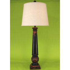 Rustic Table Leg W/ Pineapple Accent - Aged Black
