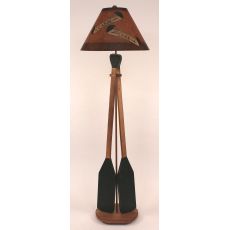 Coastal Lamp 2 Paddle Floor Lamp - Stain/Green Accent