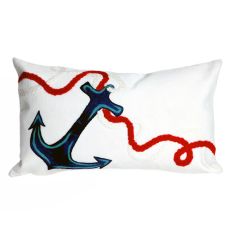 Liora Manne Visions I Anchor Indoor/Outdoor Pillow White 12"X20"