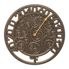 Flourish 14" Indoor Outdoor Wall Thermometer, French Bronze