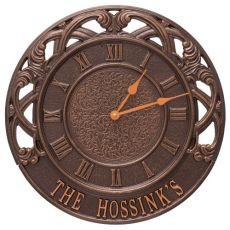 Chateau 16" Personalized Indoor Outdoor Wall Clock, Antique Copper