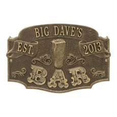 Personalized Established Bar Plaque, Antique Brass