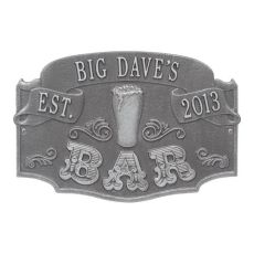 Personalized Established Bar Plaque, Pewter / Silver