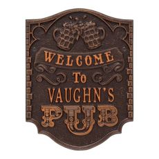 Custom Pub Welcome Plaque, Oil Rubbed Bronze