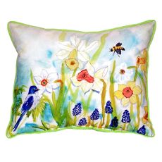 Bird & Daffodils Large Indoor/Outdoor Pillow 18X18