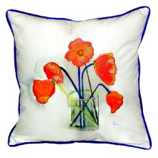 Poppies In Vase Large Indoor/Outdoor Pillow 18X18