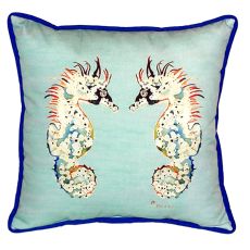 Betsy'S Sea Horses - Teal Large Indoor/Outdoor Pillow 18X18