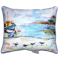 Boat & Sandpipers Large Indoor/Outdoor Pillow 16X20