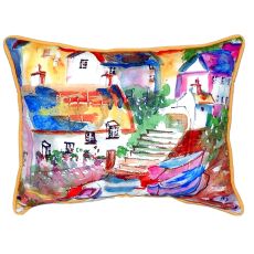 Boats At Steps Large Indoor/Outdoor Pillow 16X20