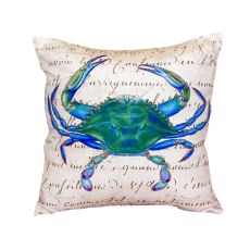 Male Blue Crab Beige No Cord Pillow 18X18
