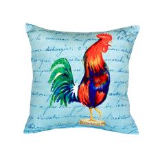 Blue Rooster Script - No Cord Pillow 18X18