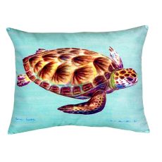 Green Sea Turtle - Teal No Cord Pillow 16X20