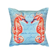 Coral Sea Horses Blue No Cord Pillow 18X18