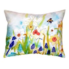 Bird & Daffodils No Cord Pillow 18X18