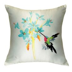 Blue Hummingbird No Cord Pillow 18X18