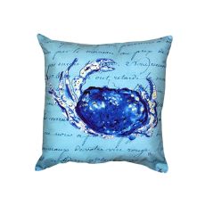 Blue Script Crab No Cord Pillow 18X18