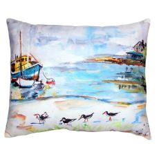 Boat & Sandpipers No Cord Pillow 16X20