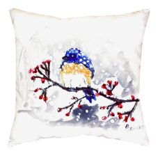 Blue Bird & Snow No Cord Pillow 18X18