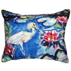 Heron & Waterlilies No Cord Indoor/Outdoor Pillow 16X20