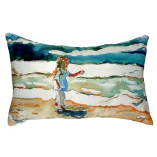 Girl At The Beach No Cord Pillow 16X20