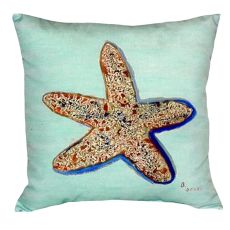 Starfish - Teal No Cord Pillow 18X18