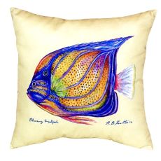 Blue Ring Angelfish - Yellow No Cord Pillow 18X18