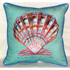 Scallop Shell - Teal Small Indoor/Outdoor Pillow 12X12