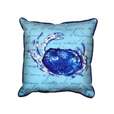 Blue Script Crab Small Indoor/Outdoor Pillow 12X12