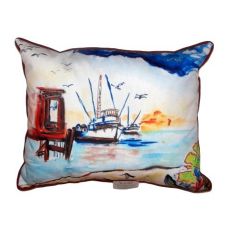 Dock & Shrimp Boat Small Indoor/Outdoor Pillow 11X14