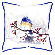 Blue Bird & Snow Small Indoor/Outdoor Pillow 12X12