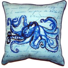 Blue Script Octopus Small Indoor/Outdoor Pillow 12X12