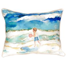 Boy And Ball Small Indoor/Outdoor Pillow 11X14