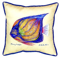 Blue Ring Angelfish - Yellow Small Indoor/Outdoor Pillow 12X12